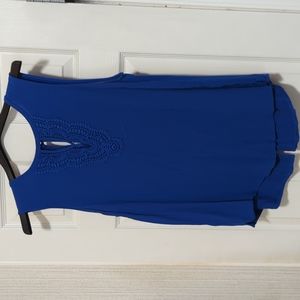 Grace Elements electric blue tank top. With design and split back.